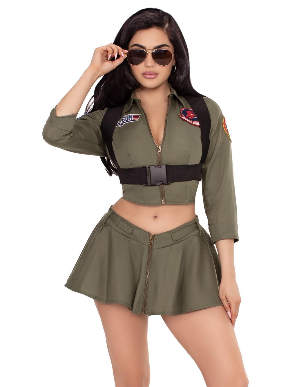 2395 Licensed Top Gun Costume Adult Fighter Pilot Costume, LARGE, Khaki